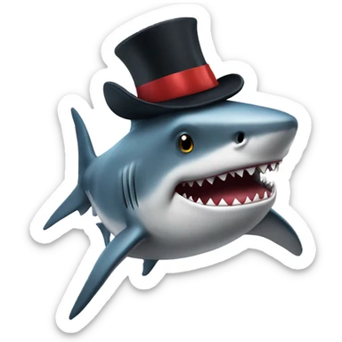 Shark with a top hat sticker