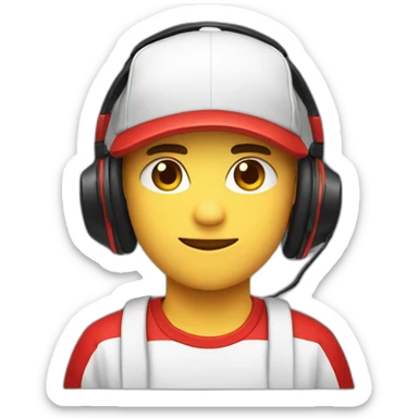 White Streamer wearing a back cap and red headphone with a shirt black and red squares sticker