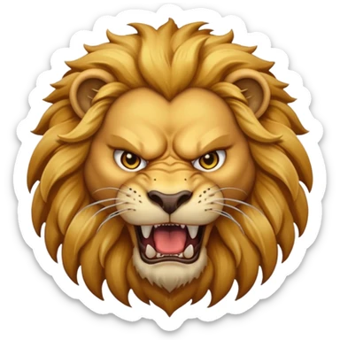 angry lion with fangs, front face  sticker