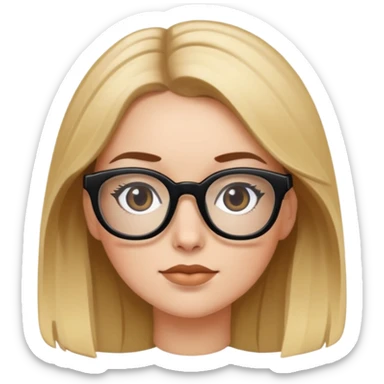 fille blanche cheveux marron et blond avec grosse lunettes noires sticker