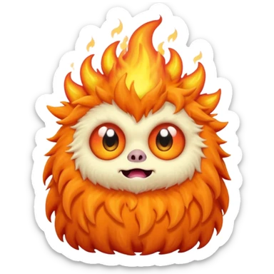 Sleepy cute fluffy flaming monster  sticker