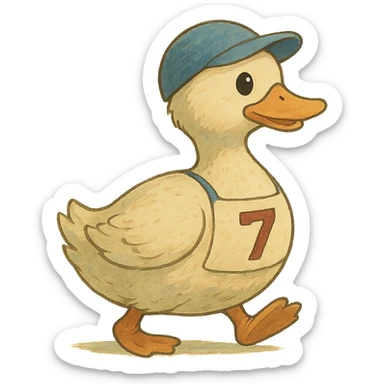 cartoon duck for a duck race in ghibli style sticker
