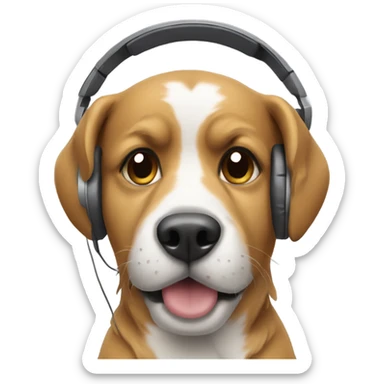 dog with headphones sticker