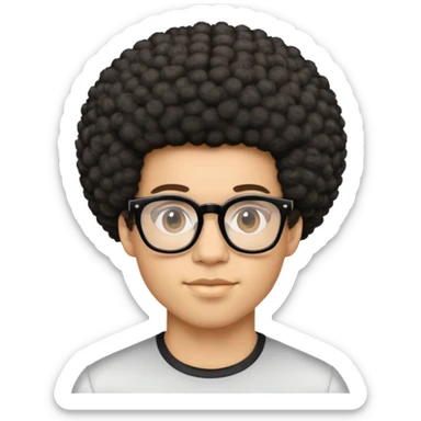 light skin nerd with glasses and afro hairstyle sticker