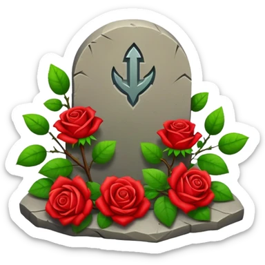 Red grave with roses sticker