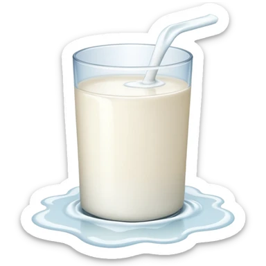 a small puddle of white and clear liquid sticker