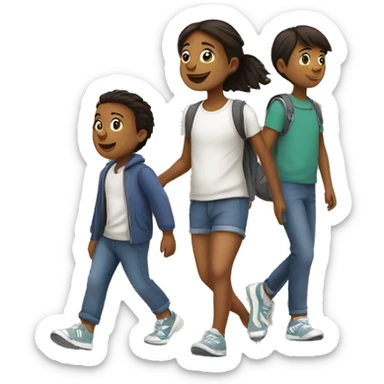 Two brothers with their sister going for a walk sticker