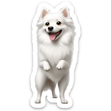white spitz dog standing on hind legs sticker