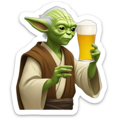 Obi wan kenobi and yoda drinking beer sticker