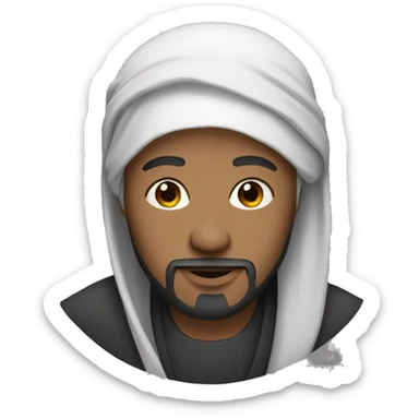a man with hijab with goatee sticker