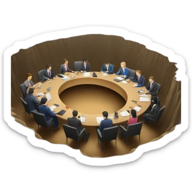 Board meeting on the bottom of a crater sticker