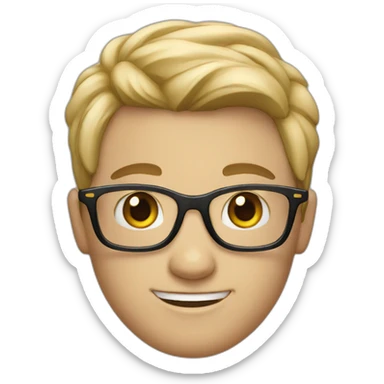 White young Geek with glasses showing hands sticker