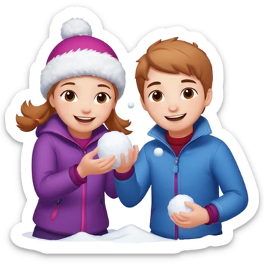 snowball fight pair each other sticker