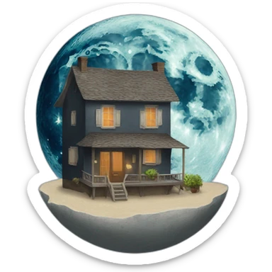 Maison sur la lune sticker