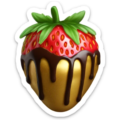 Gold covered strawberry with chocolate drizzle  sticker
