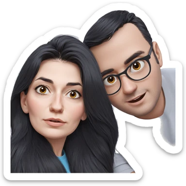 black-haired girl and boy sticker