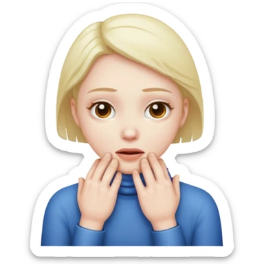 An emoji with hands on their neck and squeezing sticker