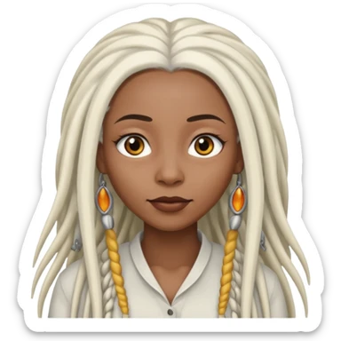 black woman with gray eyes with long white dreadlocs sticker