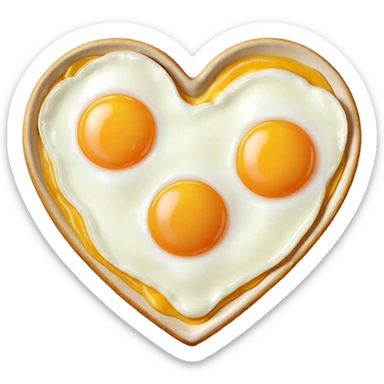 fried egg in the shape of a heart sticker