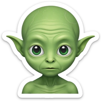 an old cute aliens with a little hair sticker