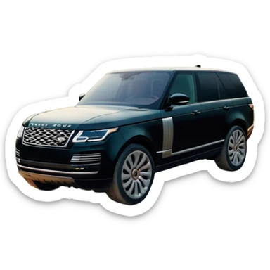 Range Rover (2022) – cinematic-realistic Range Rover emoji, its elegant black body gleaming under the soft light of dawn as it glides effortlessly across rugged terrain. The powerful V8 engine hums as it conquers rocky hills and dense forests, blending luxury with off-road prowess. Inside, the cabin is an oasis of comfort, showcasing leather, wood, and the latest technology in a seamless, sophisticated design. sticker