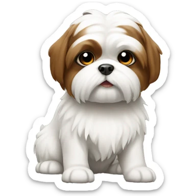 A shitzu dog white with brown sticker