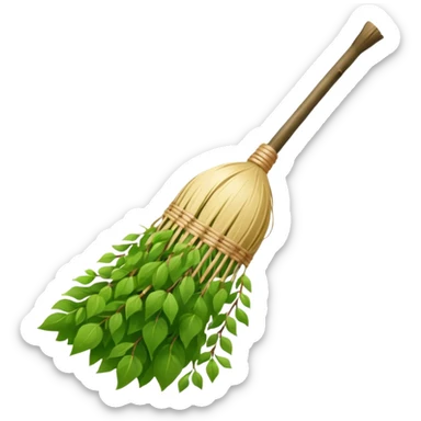 Birch Broom For Russian Bath Water Green Leaves  sticker