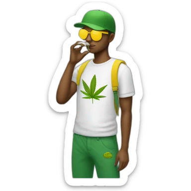 Weed smoker with lacoste yellow puffer sticker