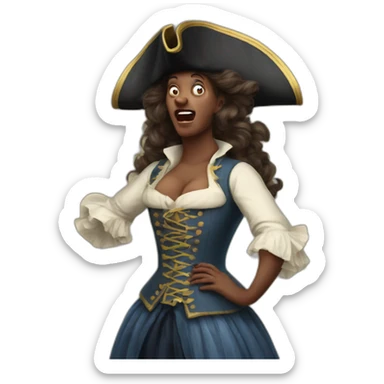 Pirate woman in 18th century, shocked sticker