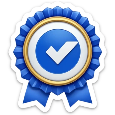 A high-resolution 3D emoji of a social media verification badge. A vibrant royal blue circular seal (hex #405DE6) with jagged, ribbon-like edges and a crisp white checkmark in the center. The style is glossy and slightly raised, featuring soft studio lighting on a clean white background." sticker