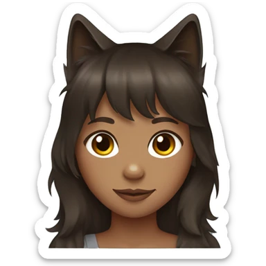 Black Maine coon cat  in woman with brown hair and bangs arms sticker