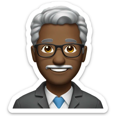 Black doctor with glasses, short gray beard and short gray hair smiling  sticker