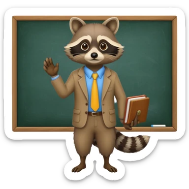 Racoon teacher full body near school board sticker