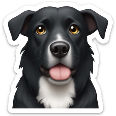 slobbering black dog with small white spot on head  sticker