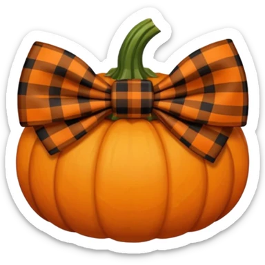 Pumpkin with black and brown plaid bow  sticker