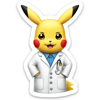 pikachu wears lab coat  sticker