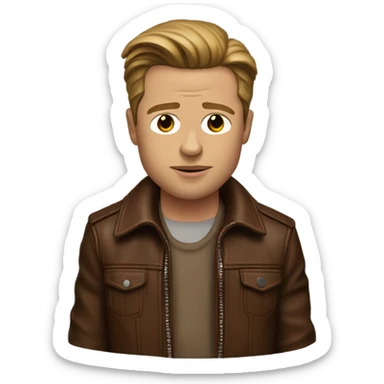 realistic Brad Pitt in a brown leather jacket from fight club sticker
