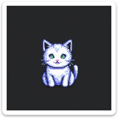 playful cat pixel art sticker