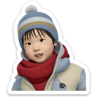 winter boy in cozy attire sticker