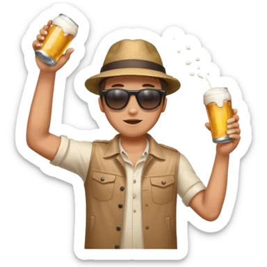 throwing beer can with the arm up in the air with spills from the can sticker