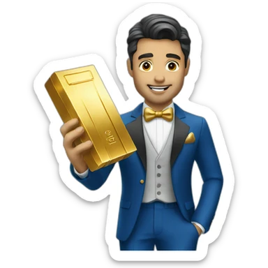 Posh-man-with-blue-suit-offering-goldbar sticker