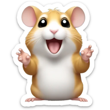 hamster doing jazz hands  sticker