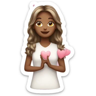 White girl sending hearts sticker