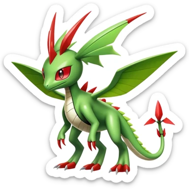 Cute Cool Edgy Shiny Futuristic Ethereal Legendary Kartana-Digimon-Schyther-Flygon-hybrid full body sticker