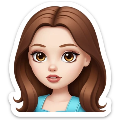 pretty bratz baddie, long brown hair, pale skin sticker