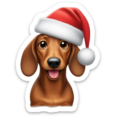 Wiener dog in Santa hat sticker