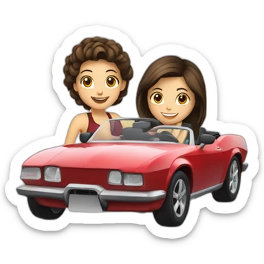 Brunette-boy-and-brunette-girl-roadster-car-driving sticker