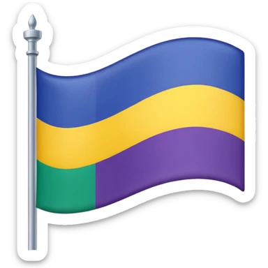 Bandera color azul amarillo morado y verde, seccionada en 4 sticker