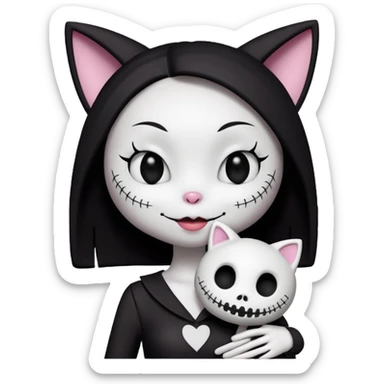 kuromi from hello kitty and Jack Skellington kissing sticker