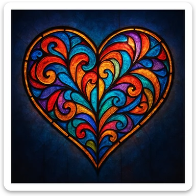 heart with a stained glass effect, digital illustration sticker